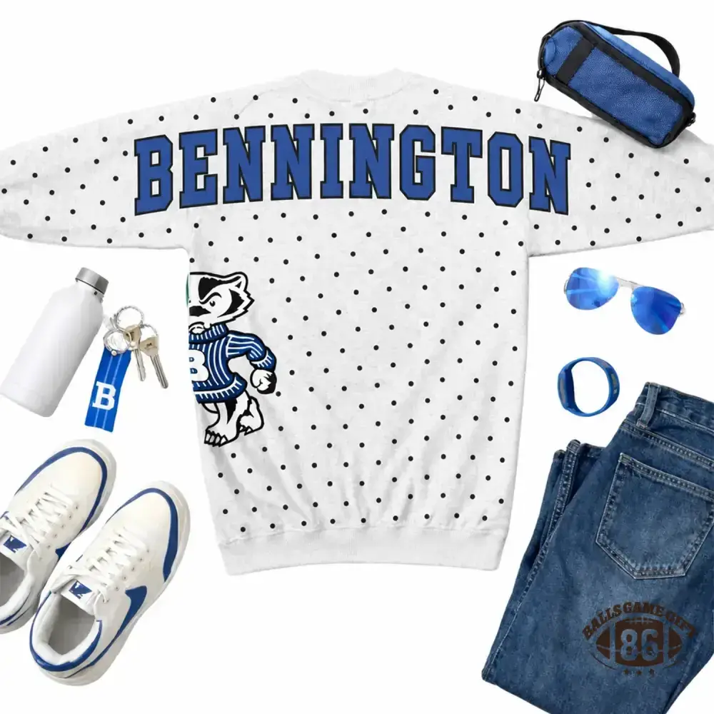 Custom School Spirit Polka‑Dot Sweatshirt, Vintage Print Letter Team Fan Crewneck