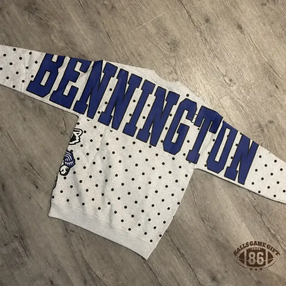 Custom School Spirit Polka‑Dot Sweatshirt, Vintage Print Letter Team Fan Crewneck