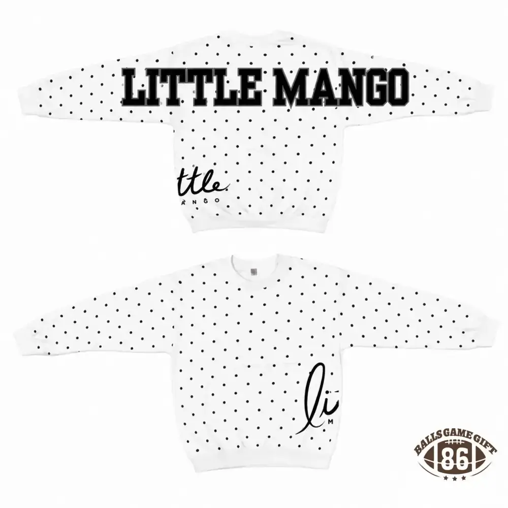 Custom School Spirit Polka‑Dot Sweatshirt, Vintage Print Letter Team Fan Crewneck