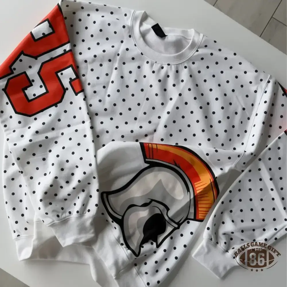 Custom School Spirit Polka‑Dot Sweatshirt, Vintage Print Letter Team Fan Crewneck