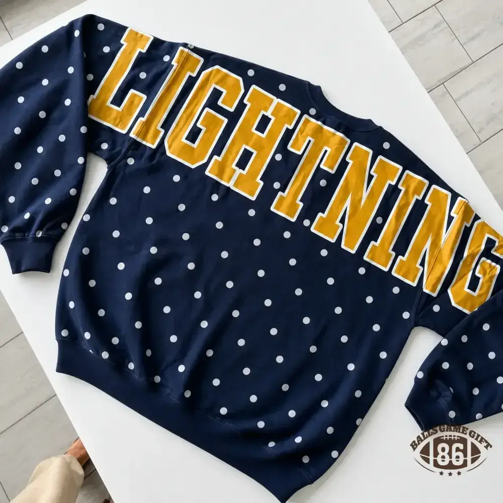 Custom School Spirit Polka‑Dot Sweatshirt, Vintage Print Letter Team Fan Crewneck