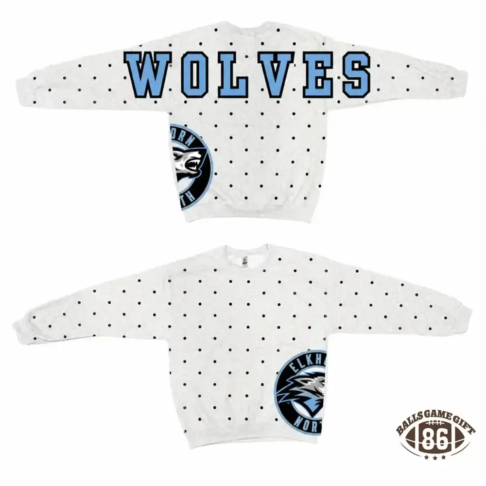 Custom School Spirit Polka‑Dot Sweatshirt, Vintage Print Letter Team Fan Crewneck