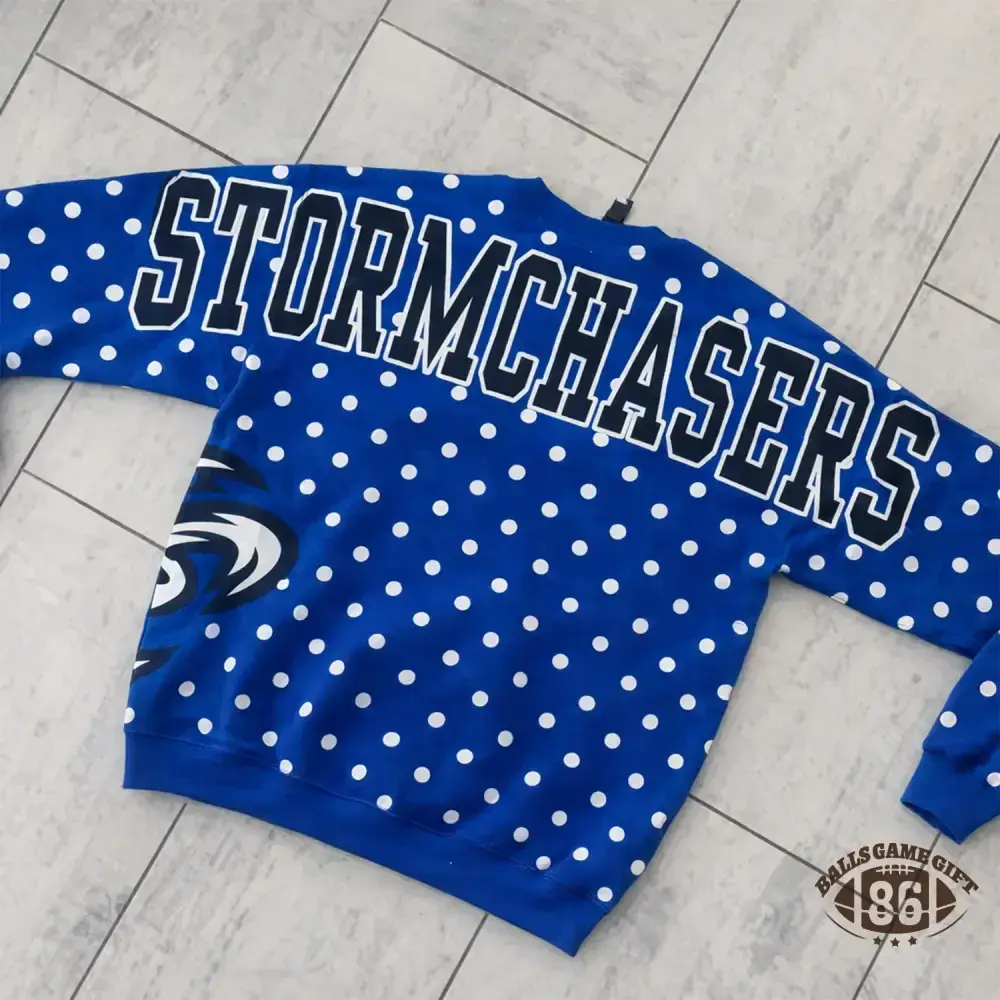 Custom School Spirit Polka‑Dot Sweatshirt, Vintage Print Letter Team Fan Crewneck