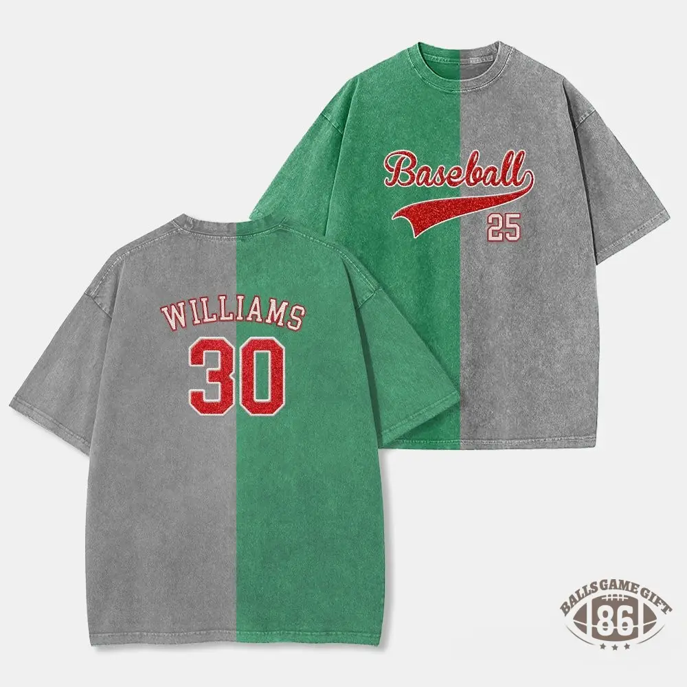 Proudstitch Glitter Embroidered Team Name Two Tone Vintage Washed T-Shirt For Game Day