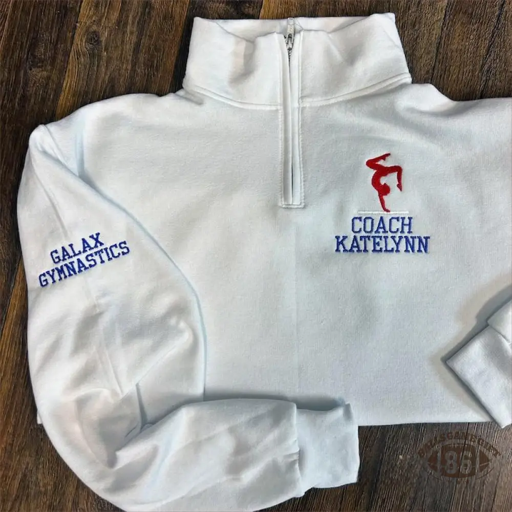 Gymnastics Coach Team Personalized Quarter Zip Pullover Sweatshirt Gifts for Sports Mom