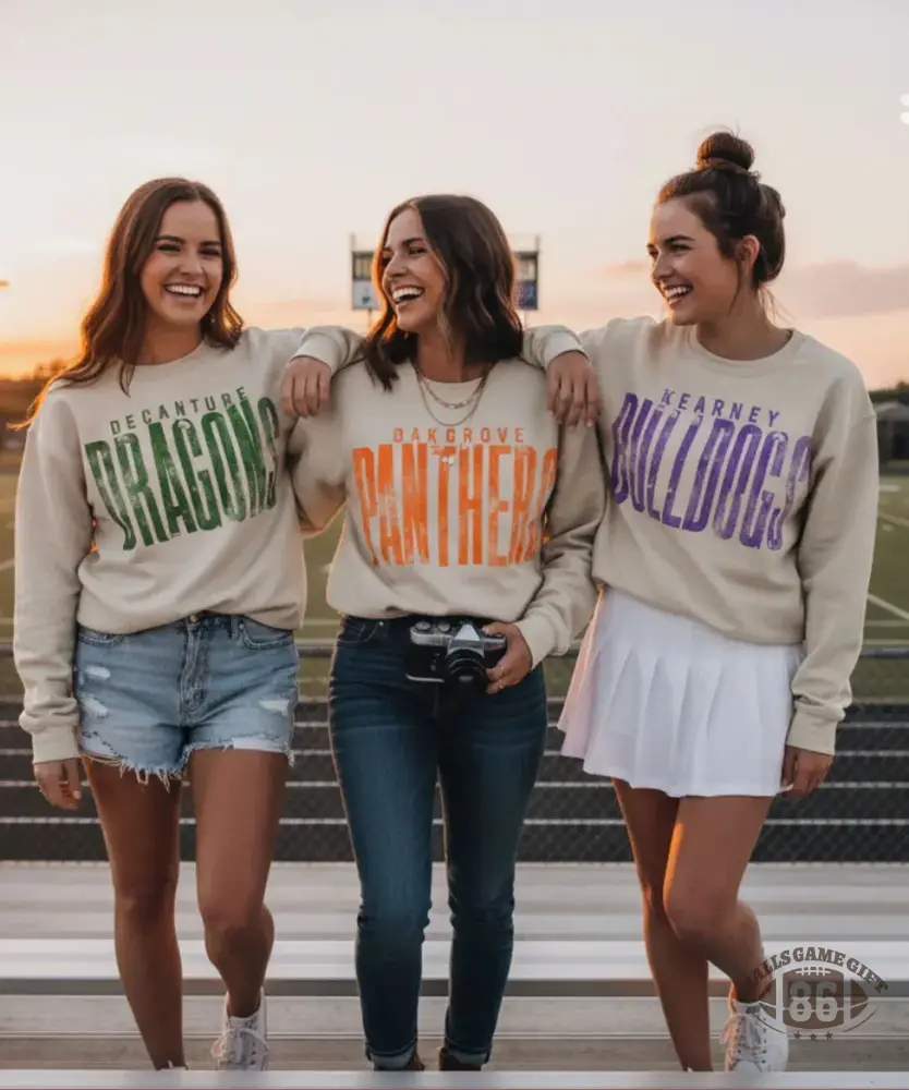 Custom School Spirit T-shirt - Vintage Distressed Mascot Sweatshirt