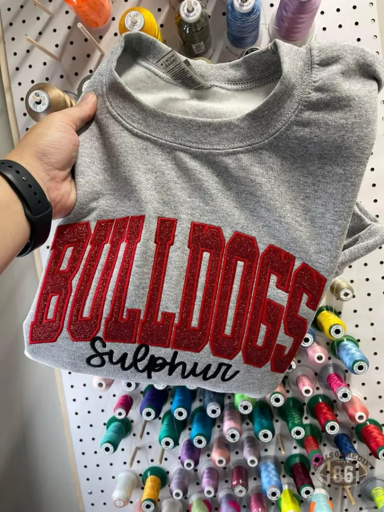 Custom School Mascot Spirit Glitter Applique Sweatshirt or Tee