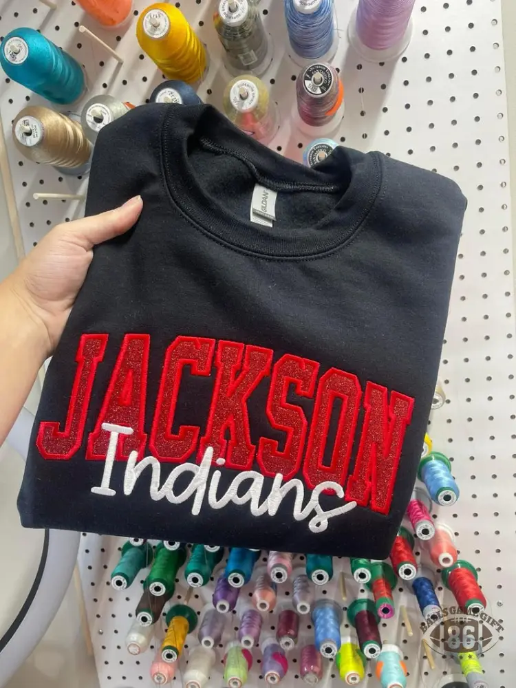 Custom School Mascot Spirit Glitter Applique Sweatshirt or Tee