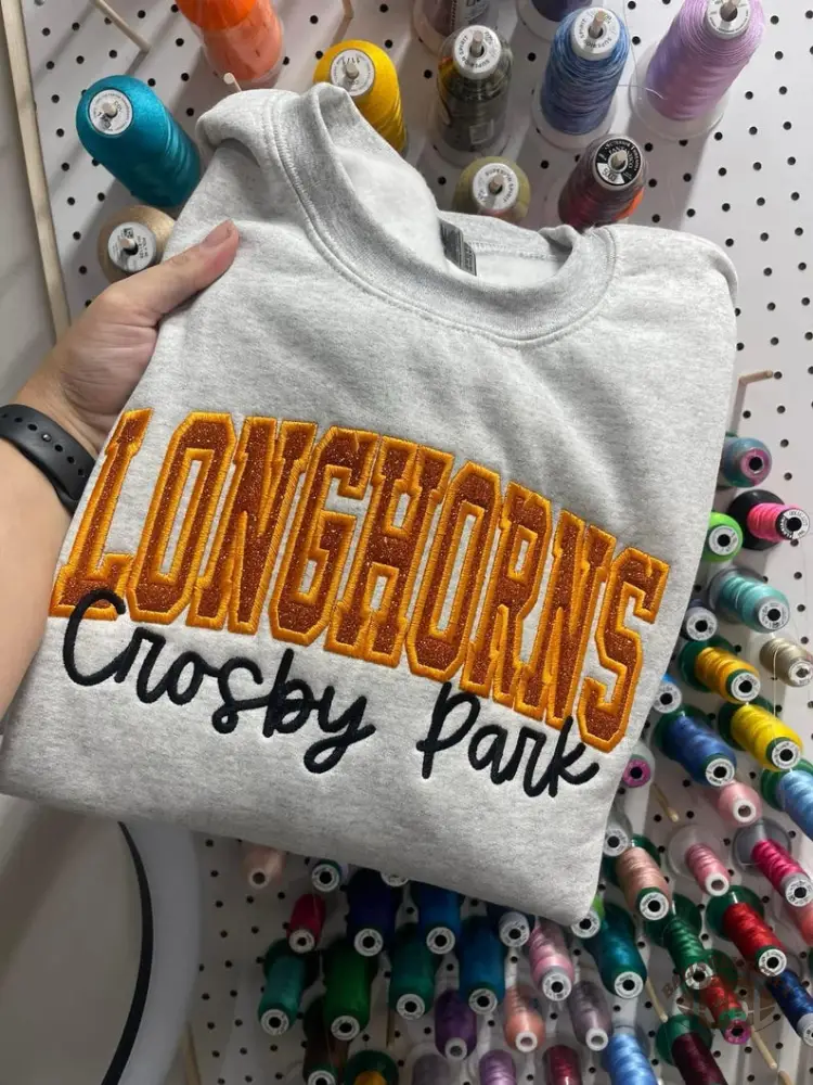 Custom School Mascot Spirit Glitter Applique Sweatshirt or Tee
