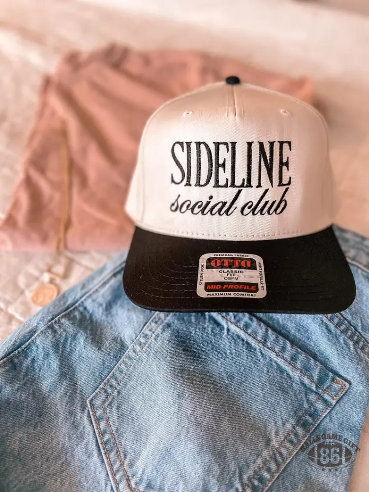 Custom Embroidered Hat Sideline Social Club – Game Day Baseball Cap, thoughtful gift for sports moms