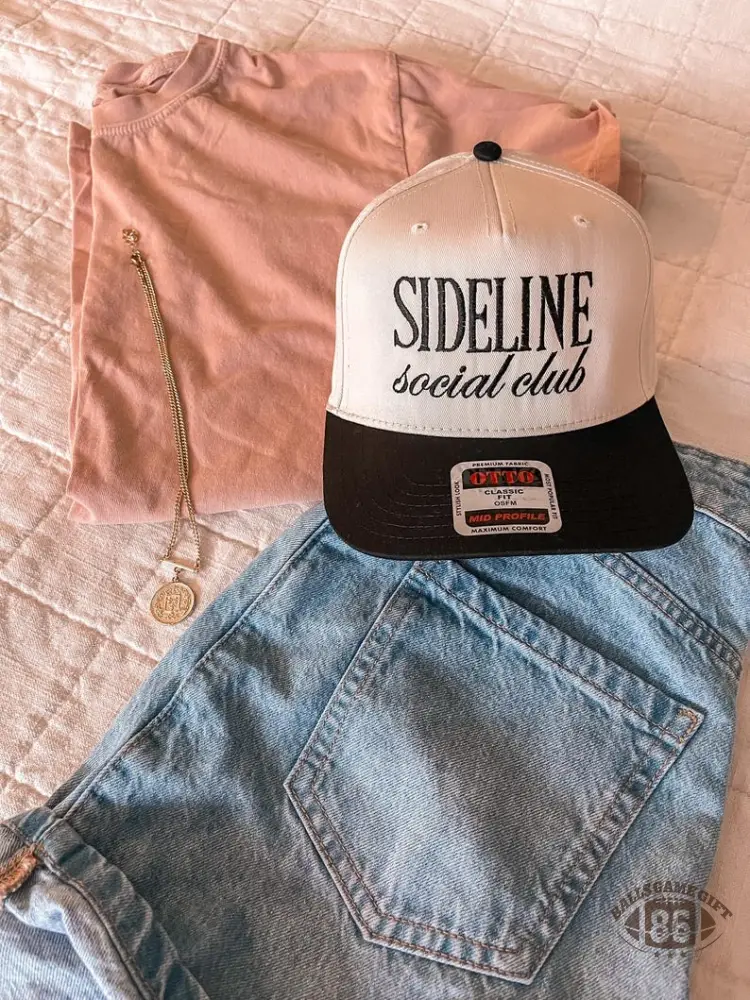 Custom Embroidered Hat Sideline Social Club – Game Day Baseball Cap, thoughtful gift for sports moms