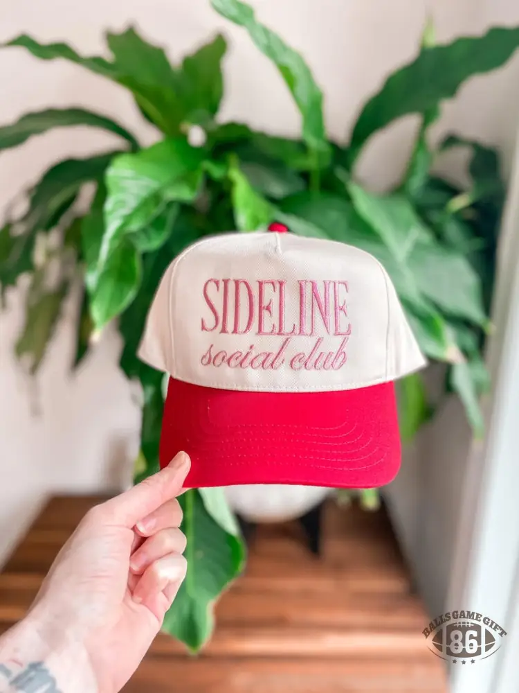 Custom Embroidered Hat Sideline Social Club – Game Day Baseball Cap, thoughtful gift for sports moms