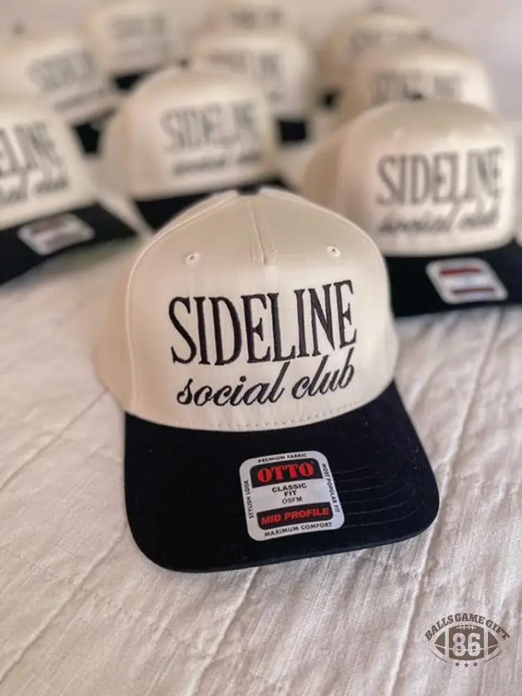 Custom Embroidered Hat Sideline Social Club – Game Day Baseball Cap, thoughtful gift for sports moms