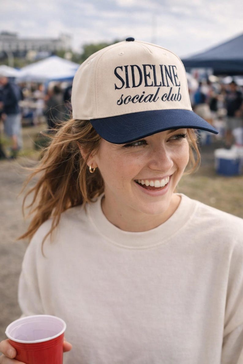 Custom Embroidered Hat Sideline Social Club – Game Day Baseball Cap, thoughtful gift for sports moms