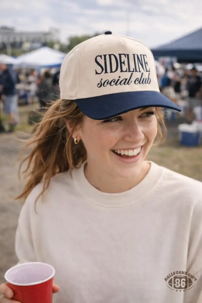 Custom Embroidered Hat Sideline Social Club – Game Day Baseball Cap, thoughtful gift for sports moms