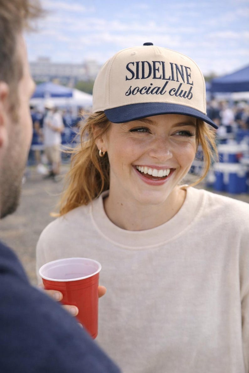 Custom Embroidered Hat Sideline Social Club – Game Day Baseball Cap, thoughtful gift for sports moms