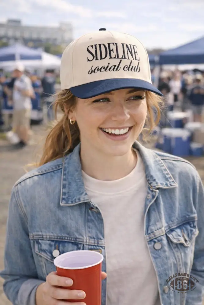 Custom Embroidered Hat Sideline Social Club – Game Day Baseball Cap, thoughtful gift for sports moms