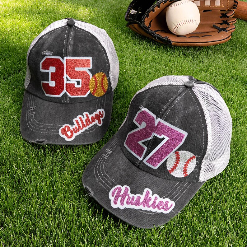 Personalized Multicolor Glitter Baseball Cap, Custom Name & Number Mesh Cap for Soccer Softball Fans, Outdoor Game Day Gift