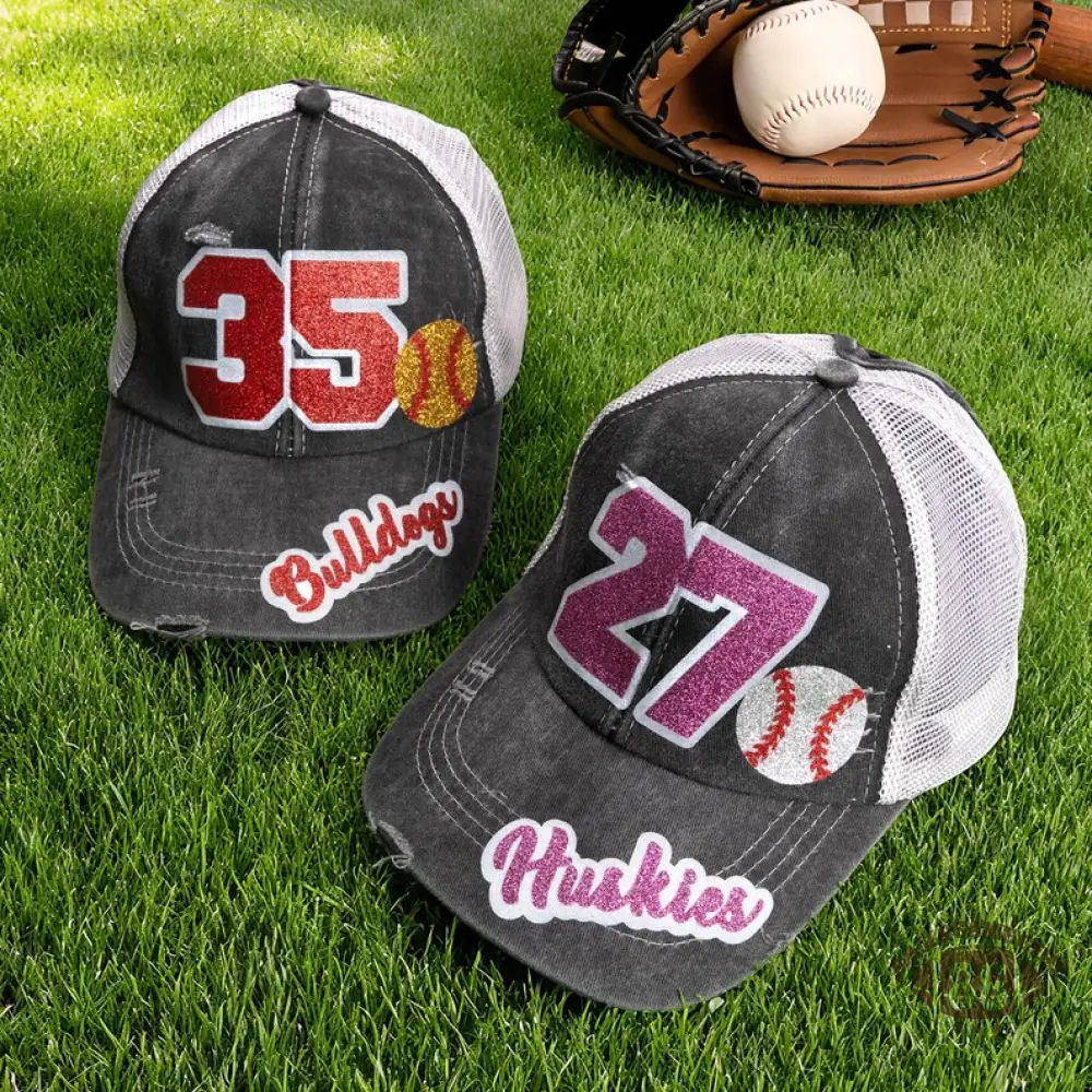 Personalized Multicolor Glitter Baseball Cap, Custom Name & Number Mesh Cap for Soccer Softball Fans, Outdoor Game Day Gift