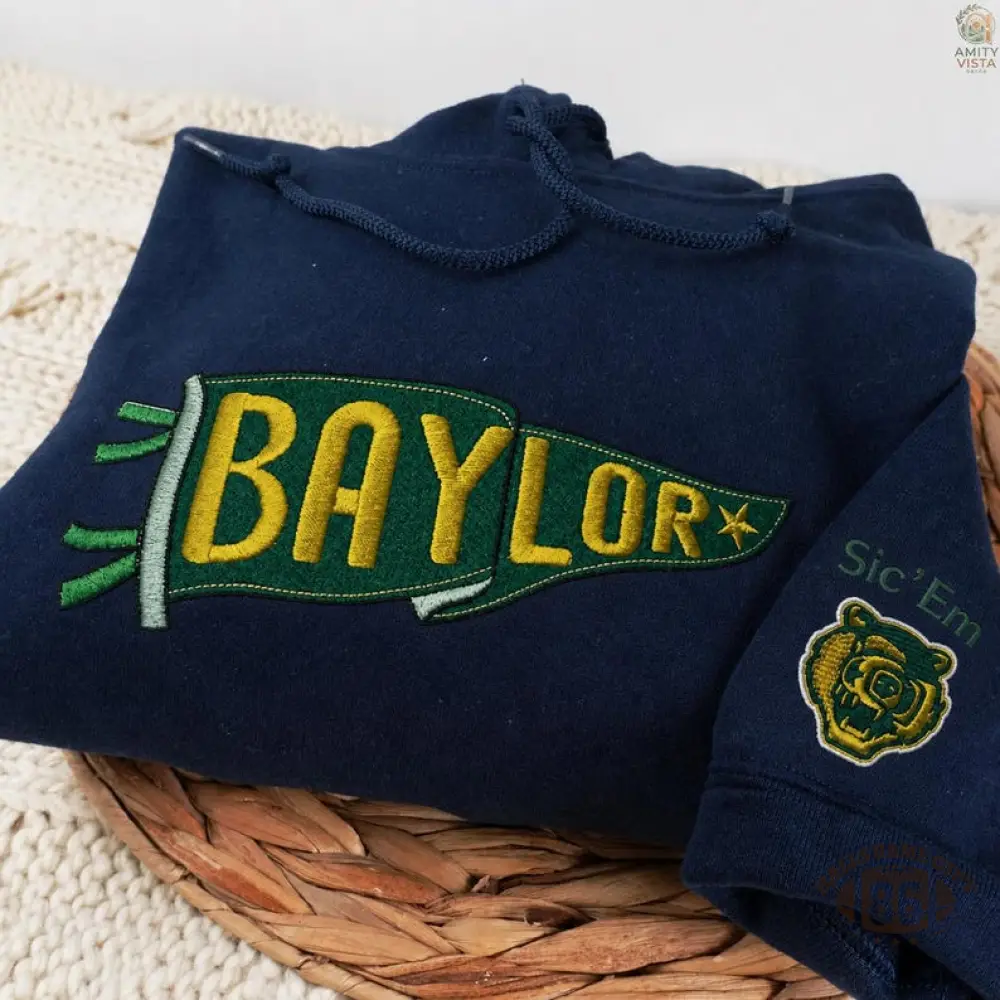 Custom Pennant Embroidered Sweatshirt - Personalized Team & School Spirit Crewneck