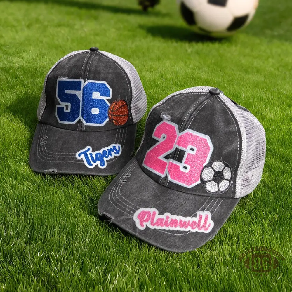 Personalized Multicolor Glitter Baseball Cap, Custom Name & Number Mesh Cap for Soccer Softball Fans, Outdoor Game Day Gift