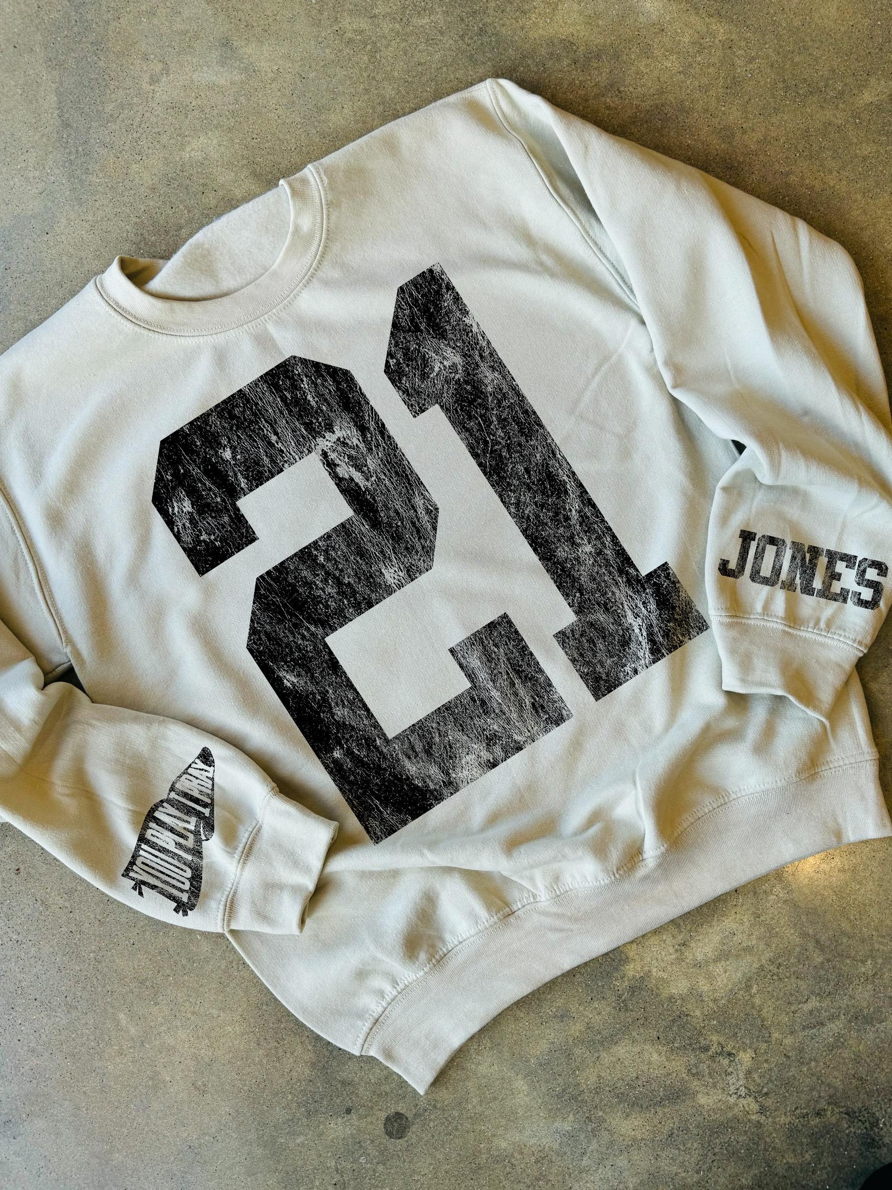 Custom Vintage Varsity Number or Letter Sweatshirt | Personalized Print Team Birthday or City Hoodie | Gifts for Sports Mom