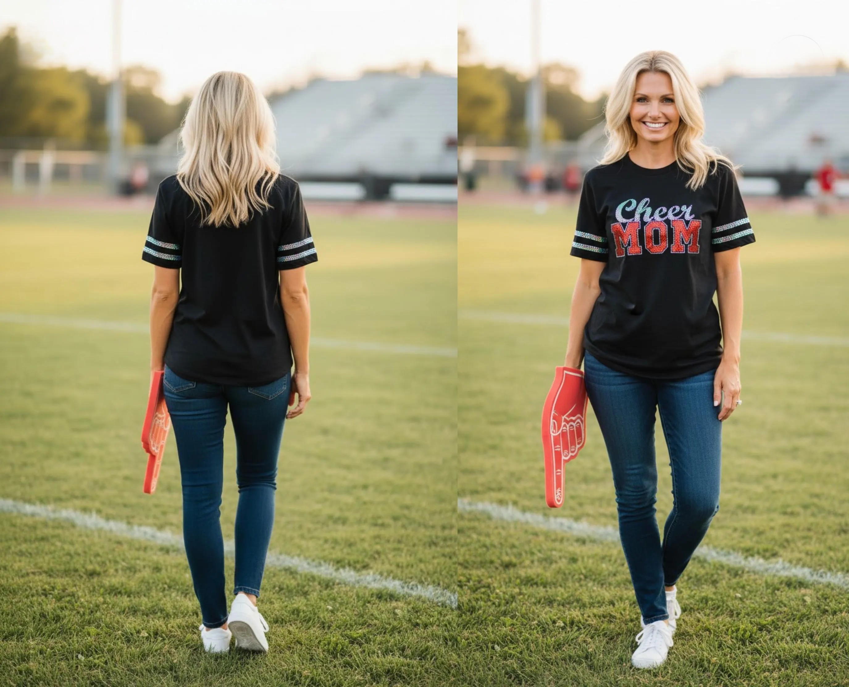 Your Go-To Cheer Mom Shirt ✨ Sparkly, Bold & Perfect for Game Day
