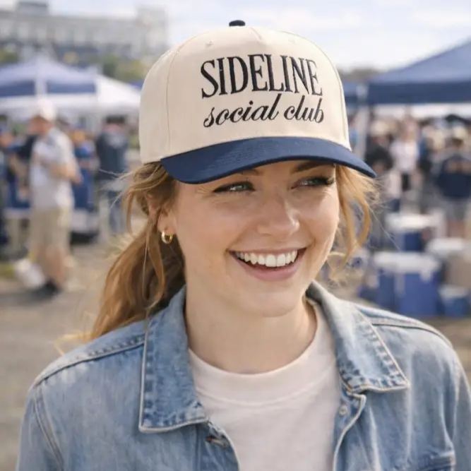 Custom Embroidered Hat Sideline Social Club – Game Day Baseball Cap, thoughtful gift for sports moms