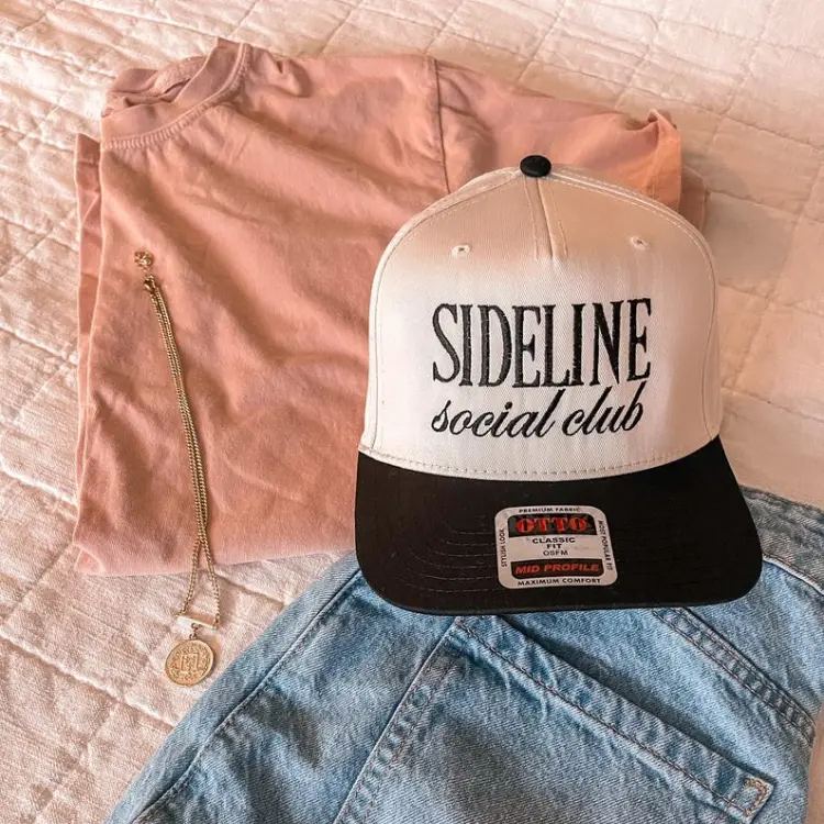 Custom Embroidered Hat Sideline Social Club – Game Day Baseball Cap, thoughtful gift for sports moms