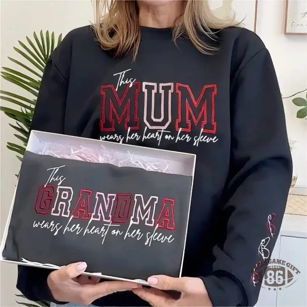 Custom Heart On Sleeve Embroidered Sweatshirt | A Thoughtful Gift For Mum & Grandma