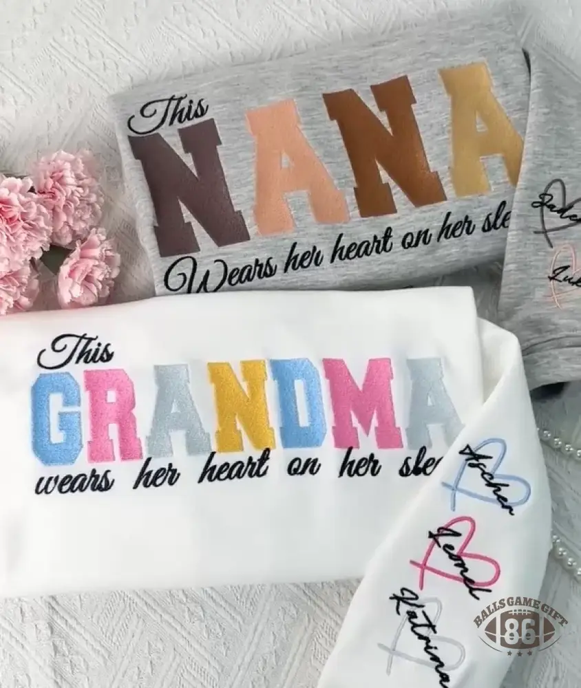 Custom Heart On Sleeve Embroidered Sweatshirt | A Thoughtful Gift For Mum & Grandma
