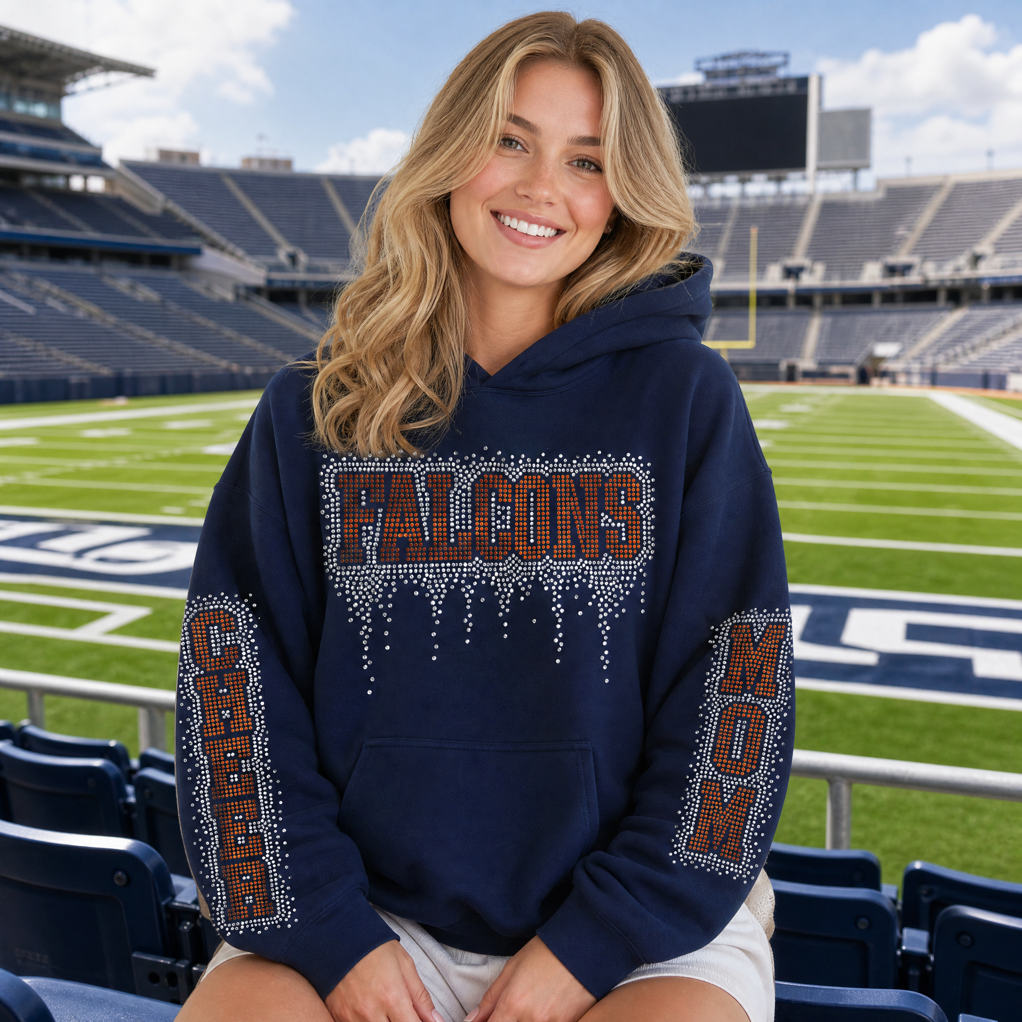 Custom Cheer Mom Rhinestone Shirt | Personalized Team Name & Cheer Spirit Top
