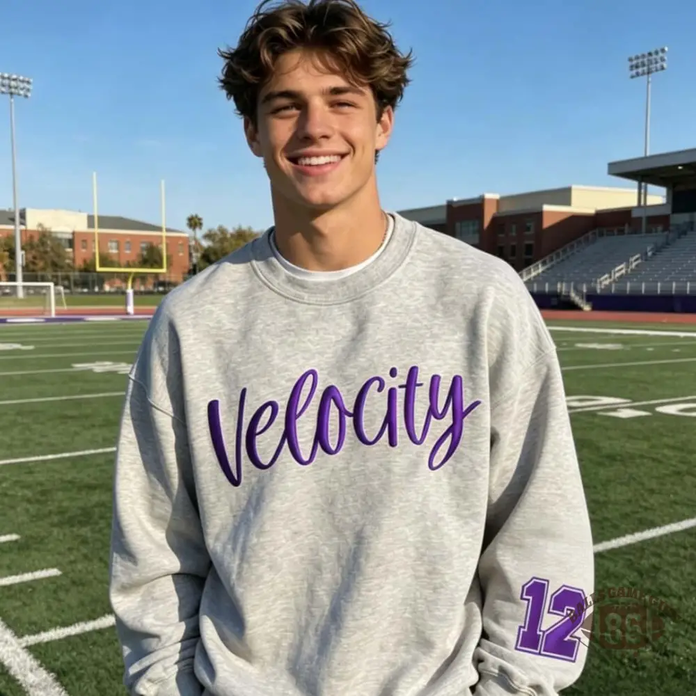 [Copy]Retro Team Crewneck, Custom Sleeve Numbers, Game Day Cheer Sweatshirt
