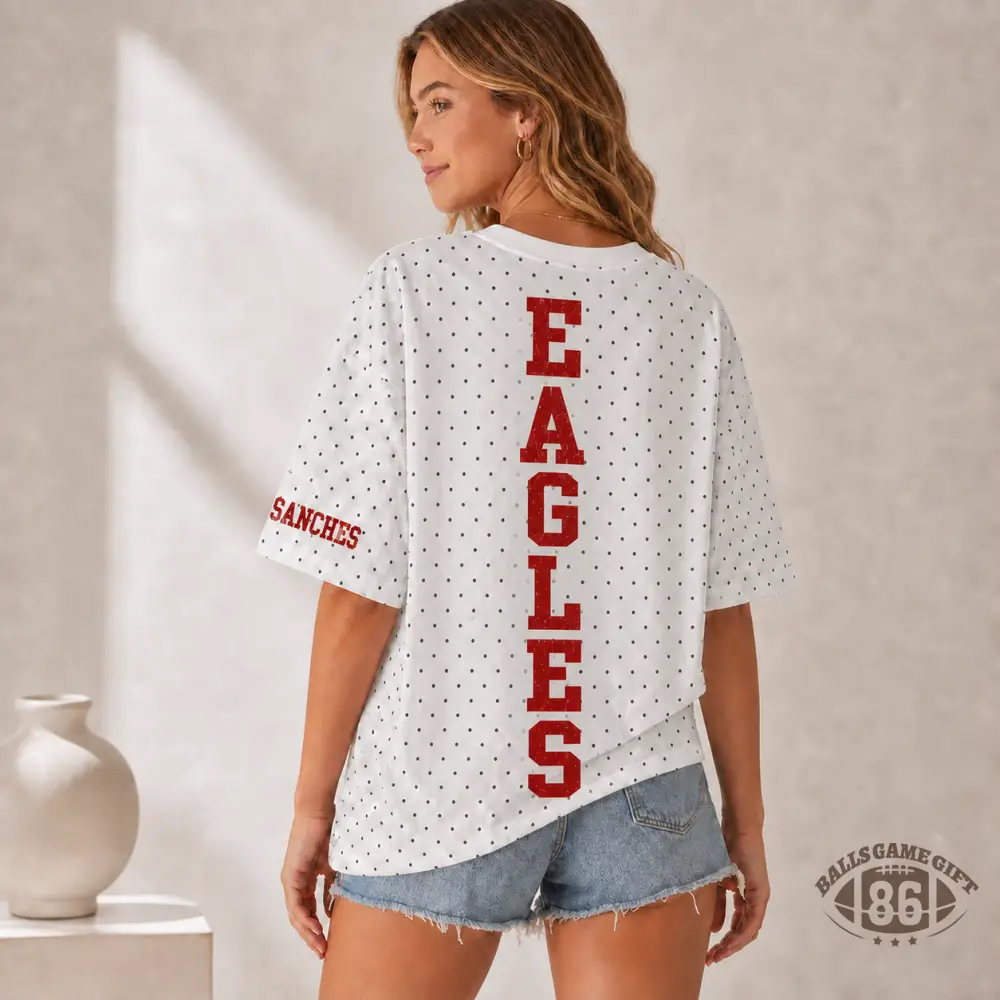 Oversized Polka Dot Football Game Day Tee | Distressed Number & Back Team Name Print