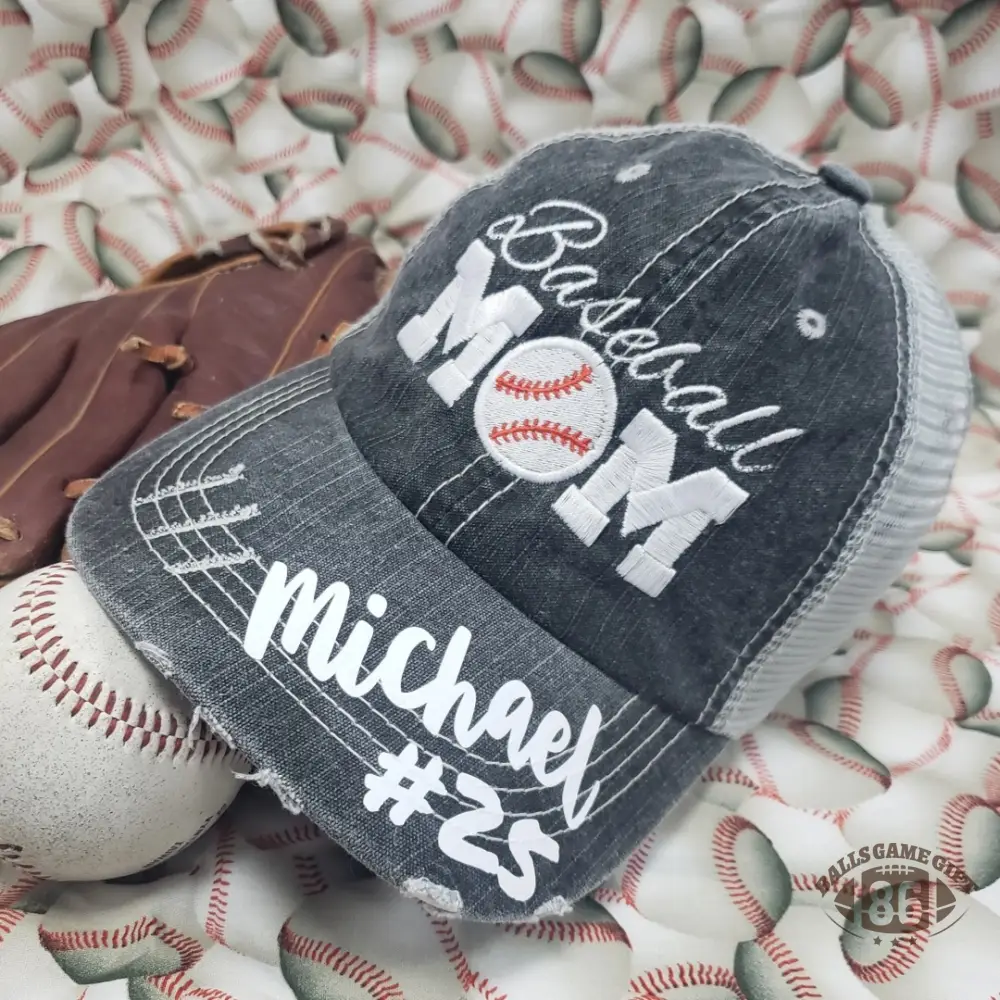 Personalized Baseball Mom Hat - Wear Your Athlete's Pride, Custom Name & Number
