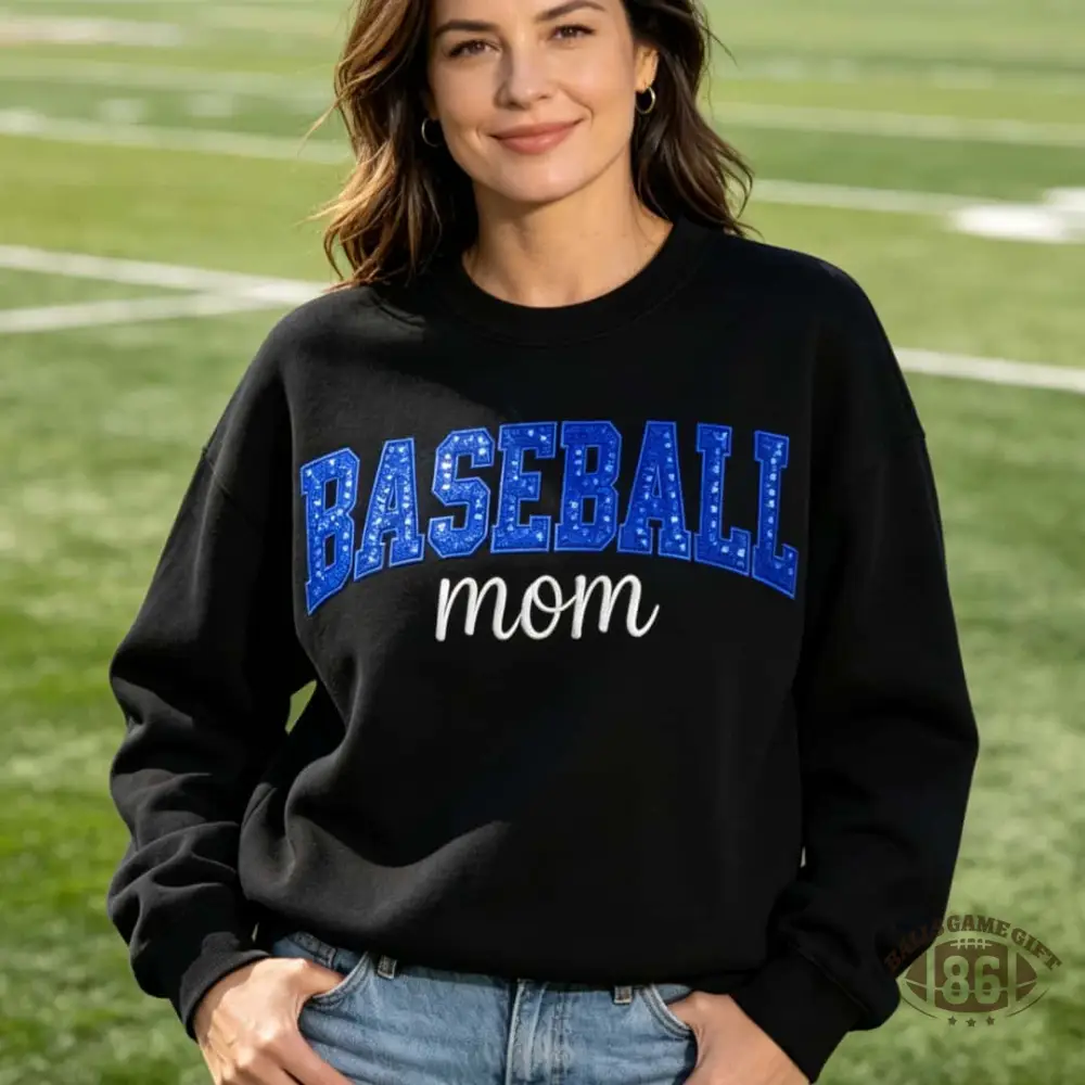 Personalized Baseball Mom Sweatshirt, Custom Name Back Bow Sequin Crewneck, Baseball Mom Gift, Game Day Sweatshirt