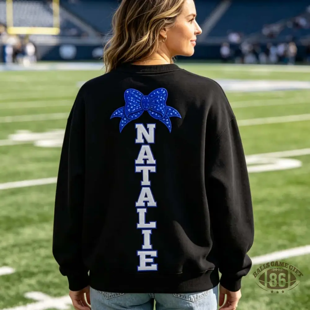 Personalized Baseball Mom Sweatshirt, Custom Name Back Bow Sequin Crewneck, Baseball Mom Gift, Game Day Sweatshirt