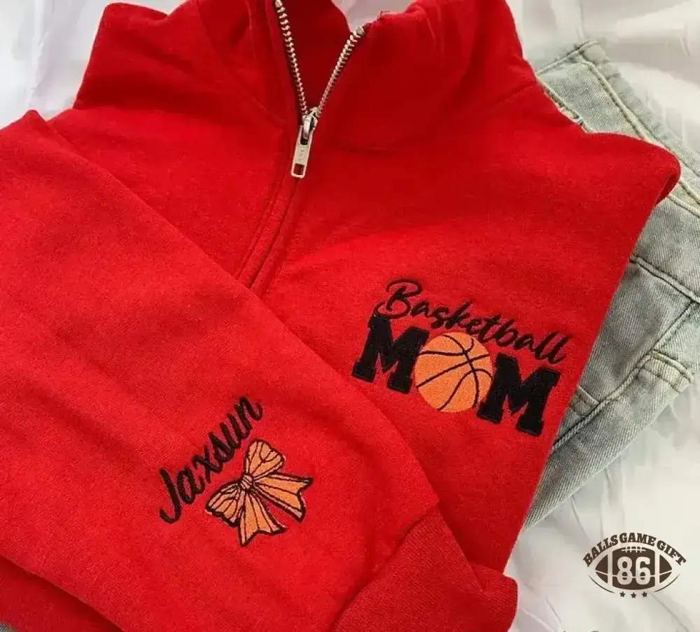 Personalized Basketball Mom Quarter Zip Sweater Gift for Team Mom Sweatshirt