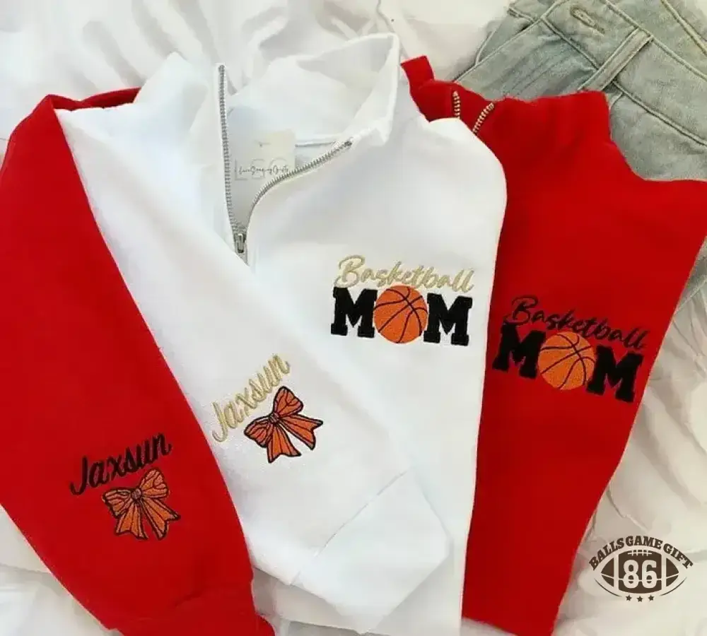 Personalized Basketball Mom Quarter Zip Sweater Gift for Team Mom Sweatshirt