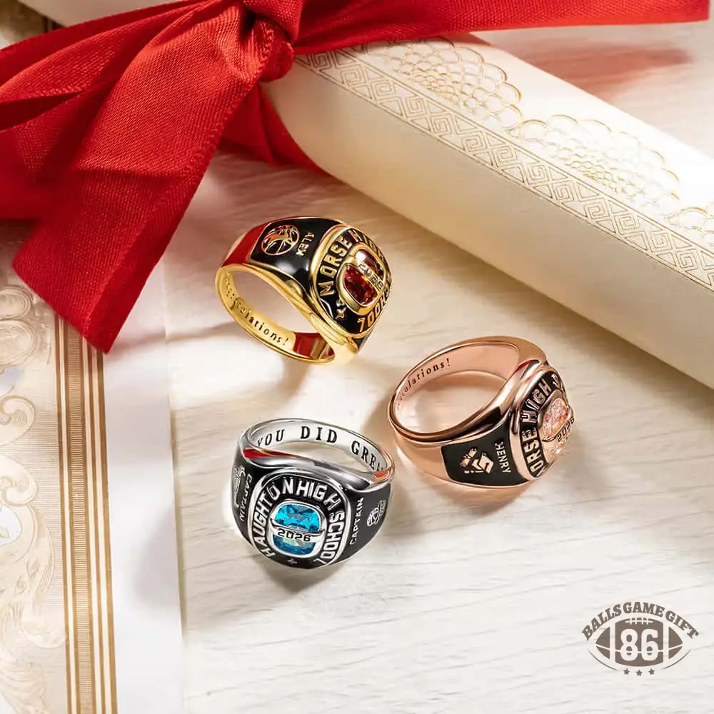 Personalized Birthstone Graduation Ring, Sterling Silver Signet Ring with Engraved Name & Symbol, Class of 2026 Gift