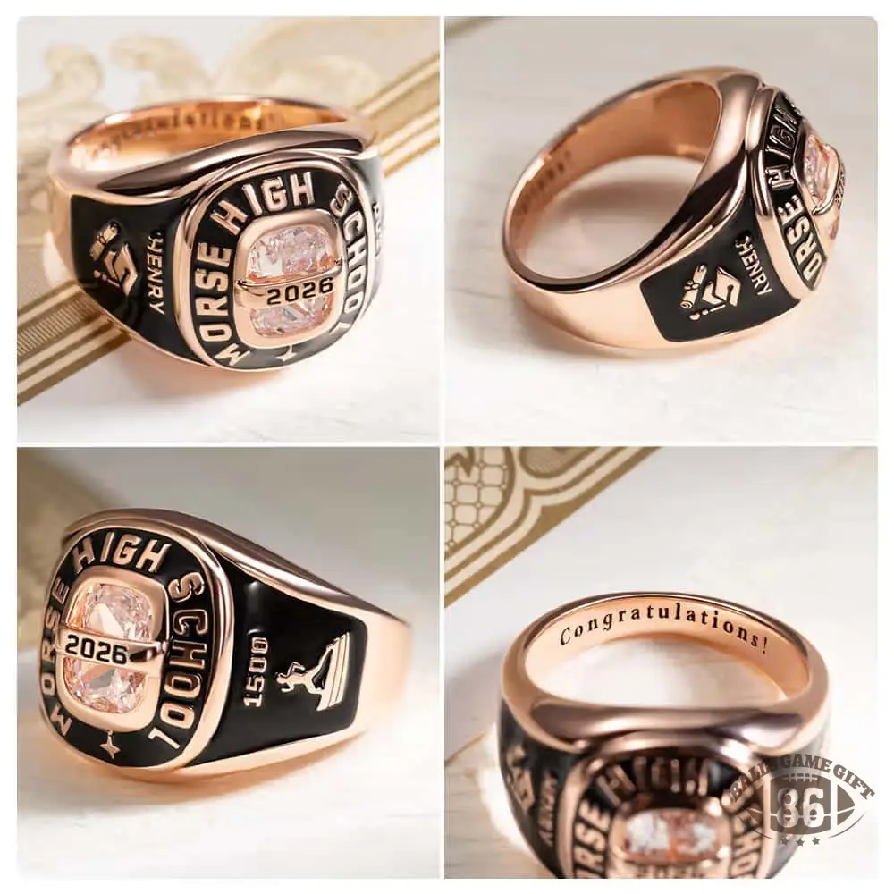 Personalized Birthstone Graduation Ring, Sterling Silver Signet Ring with Engraved Name & Symbol, Class of 2026 Gift