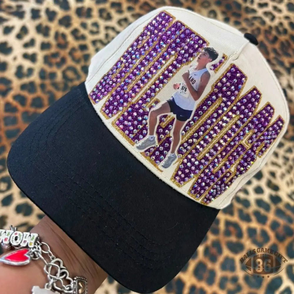 Personalized Bling Rhinestone Trucker Hat | Custom Photo & Name, Game Day Sports Baseball Cap
