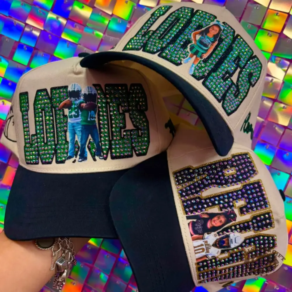 Personalized Bling Rhinestone Trucker Hat | Custom Photo & Name, Game Day Sports Baseball Cap