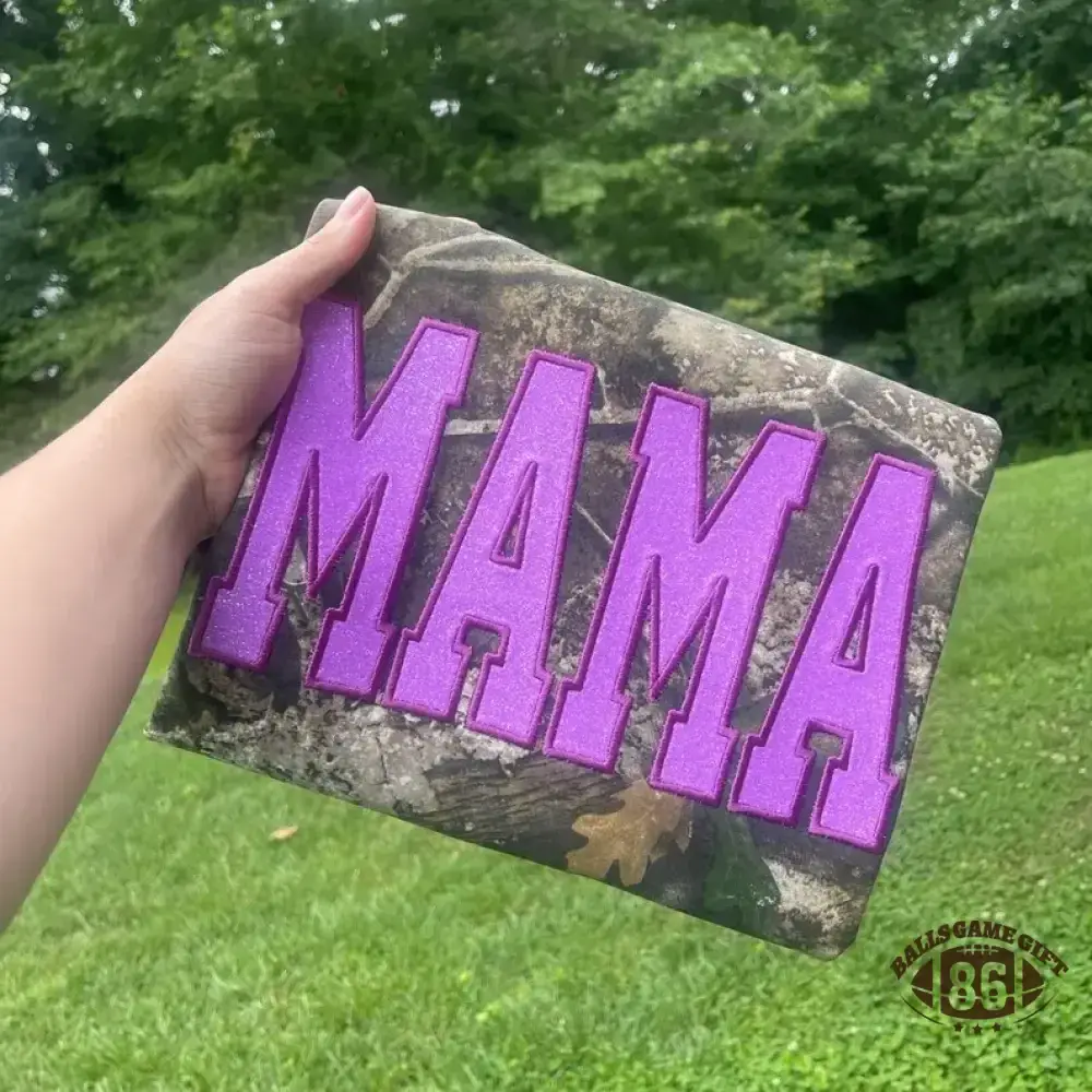 Pamaviva Personalized Camo Glitter Text Mama Shirt Custom Name Hunting Gift for Mom Mothers Day Apparel