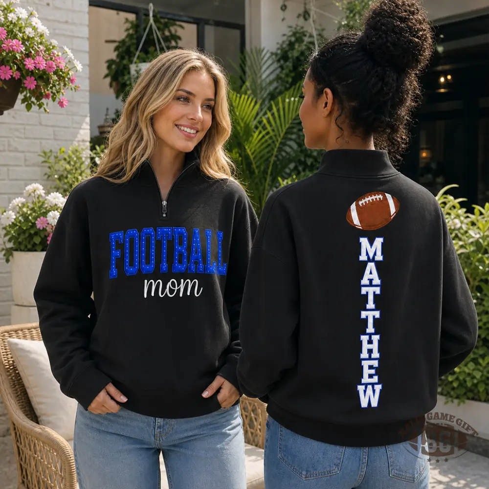 Personalized Cheer Mom Quarter Zip Sweatshirt, Custom Kid Names Glitter Bow Pullover, Embroidered Cheer Mama Tees