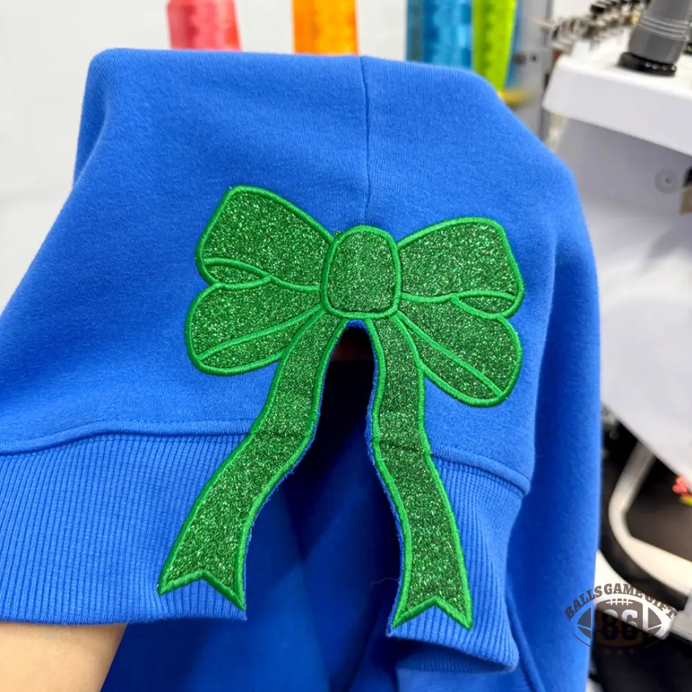 Personalized Cheer Mom Sweatshirt with Glitter Bow Sleeve