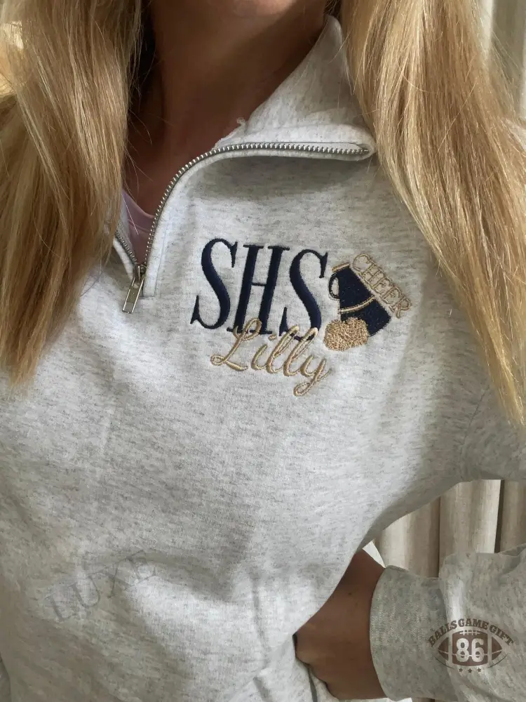 Personalized Cheer Quarter Zip | Custom Cheer Sweatshirt | Embroidered Spirit Wear