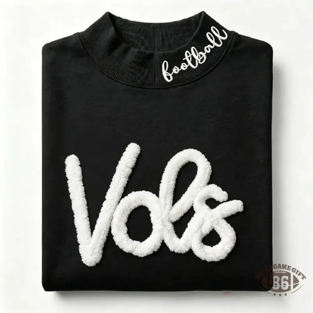 Personalized Chenille Script Team Name Sweatshirt, Embroidered Collar High Neck Sports Fan Top