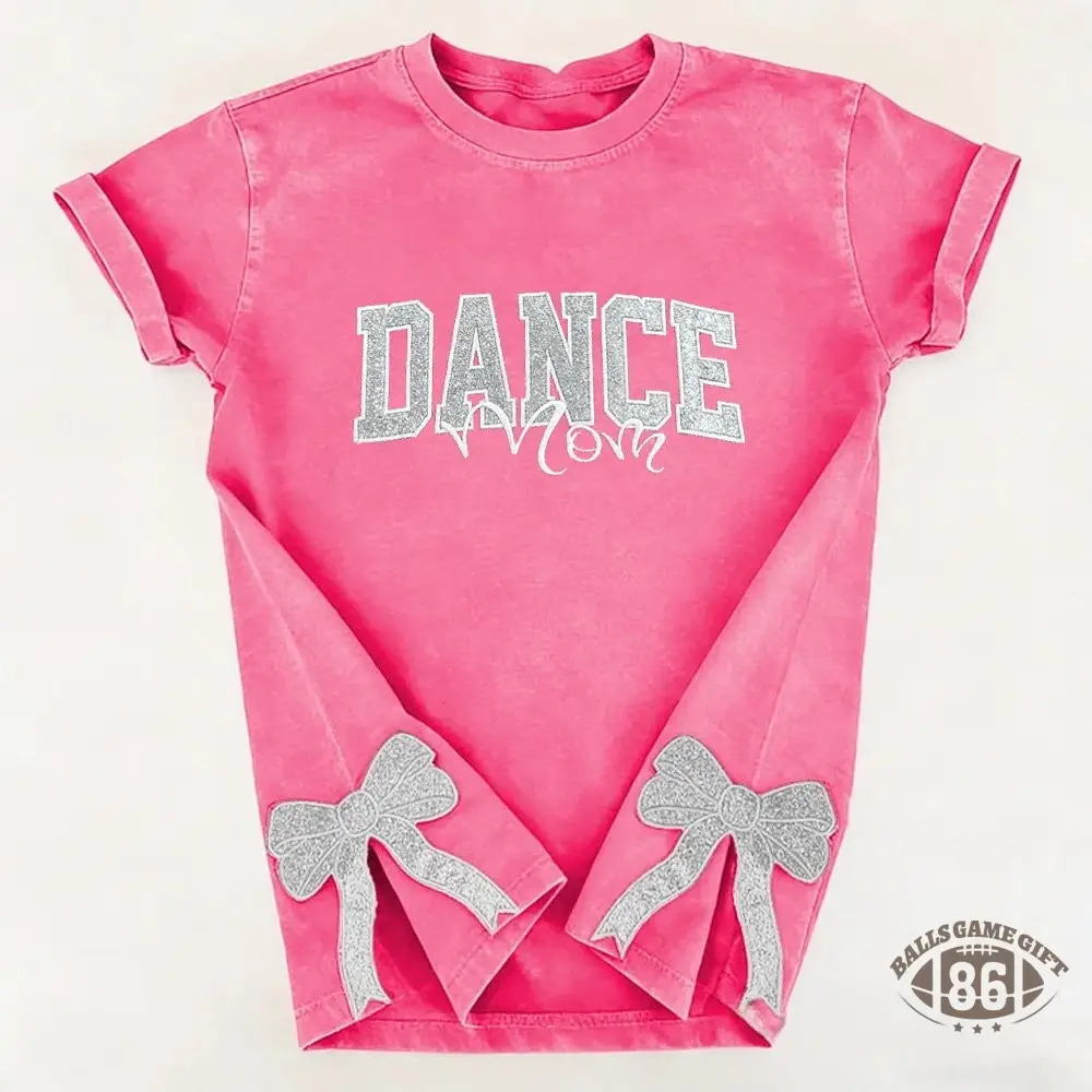 Proudstitch Personalized Custom Glitter Embroidered Dance Mom Washed T-Shirt