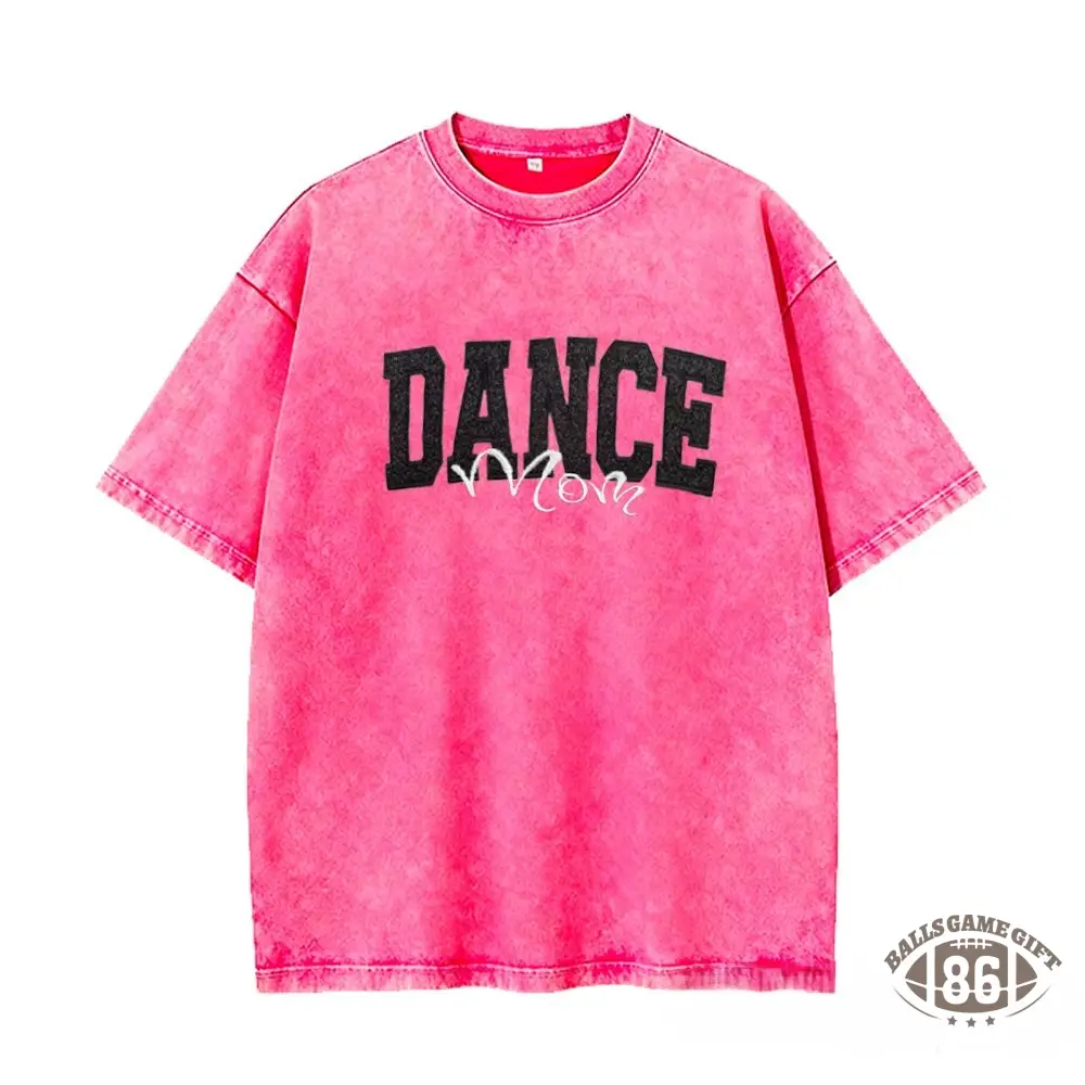 Proudstitch Personalized Custom Glitter Embroidered Dance Mom Washed T-Shirt